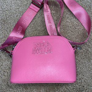 NWoT STEVE MADDEN Faux-leather Canvas Strap Dome Small Crossbody Bag - HOT PINK